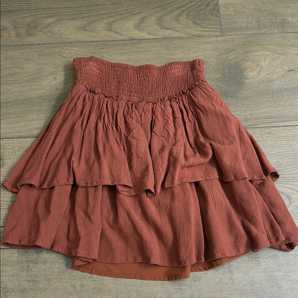 Boho Tiered Rust Skirt
